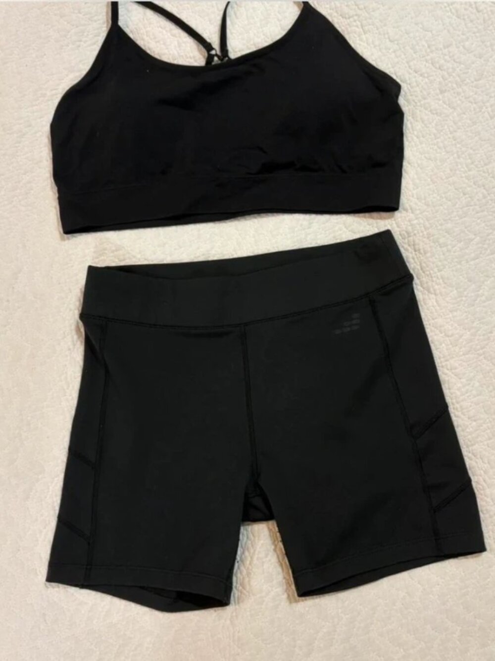 Black activewear set sports bra and shorts